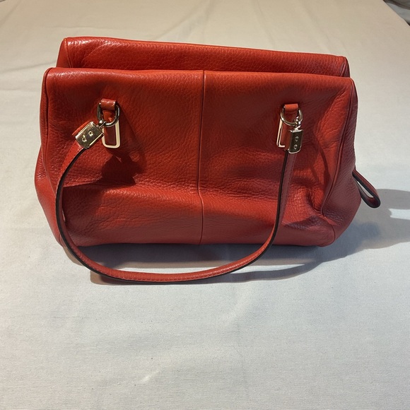 Coach Brick Orange Leather Madison Madeline East West Bag w/Shoulder Strap Red - Picture 3 of 12